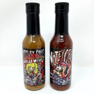 Motley Crue Vince Neil & Tommy Lee Jalapeño Scorpion Hot Sauce 5 oz Bottle Set